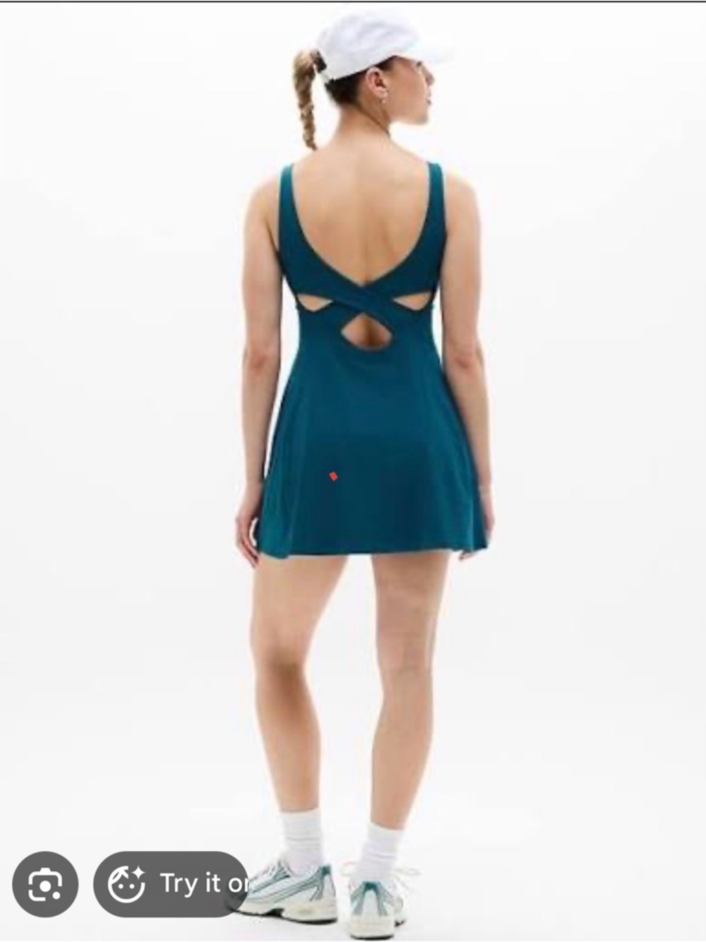 Athleta Teal Cross-Back Backless Dress